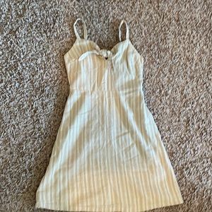 Linen blend striped summer mini dress